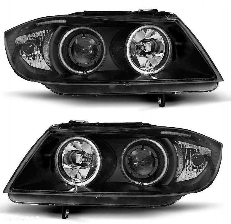 LAMPY REFLEKTORY BMW E90/E91 OD 03.2005 DO 08.2008 RINGI CCFL BLACK - 3