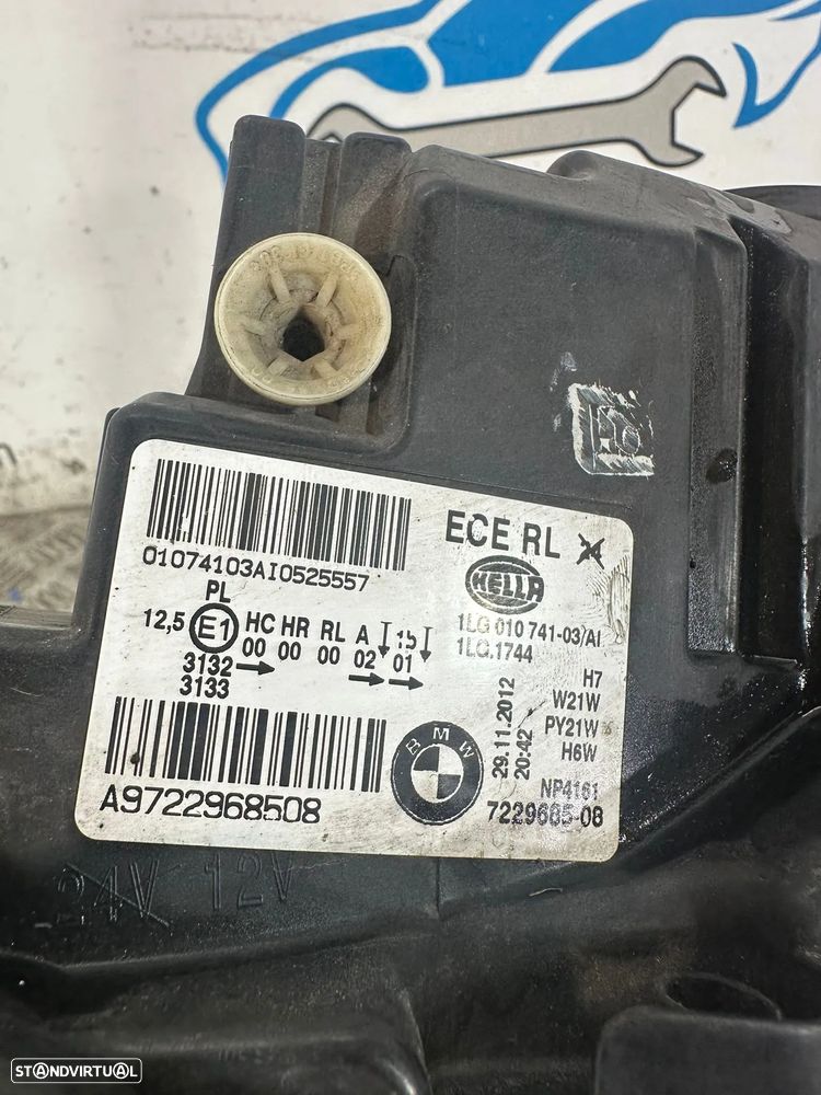 .Conjunto Oticas Farois Frontal Frente Esquerda Halogenio Original BMW Serie 1 F20 5 Portas F21 3 Portas 7229685 7229686 2012 - 2015 - 14