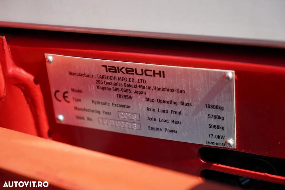 Takeuchi TB 295 W / EXCAVATOR PE ROȚI / 2016 / - 35