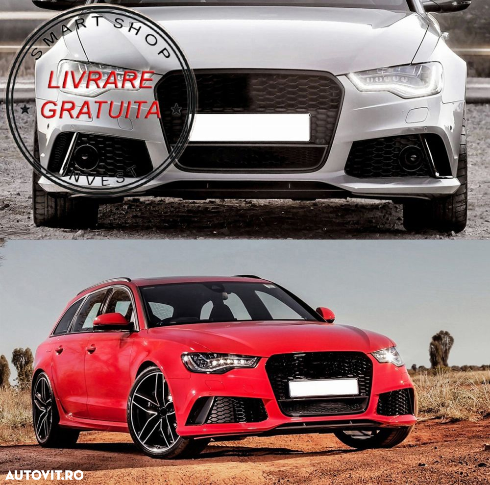 Grila Bara Fata Audi A6 C7 4G Pre-Facelift (2011-2014) RS6 Design Negru Lucios- livrare gratuita - 5