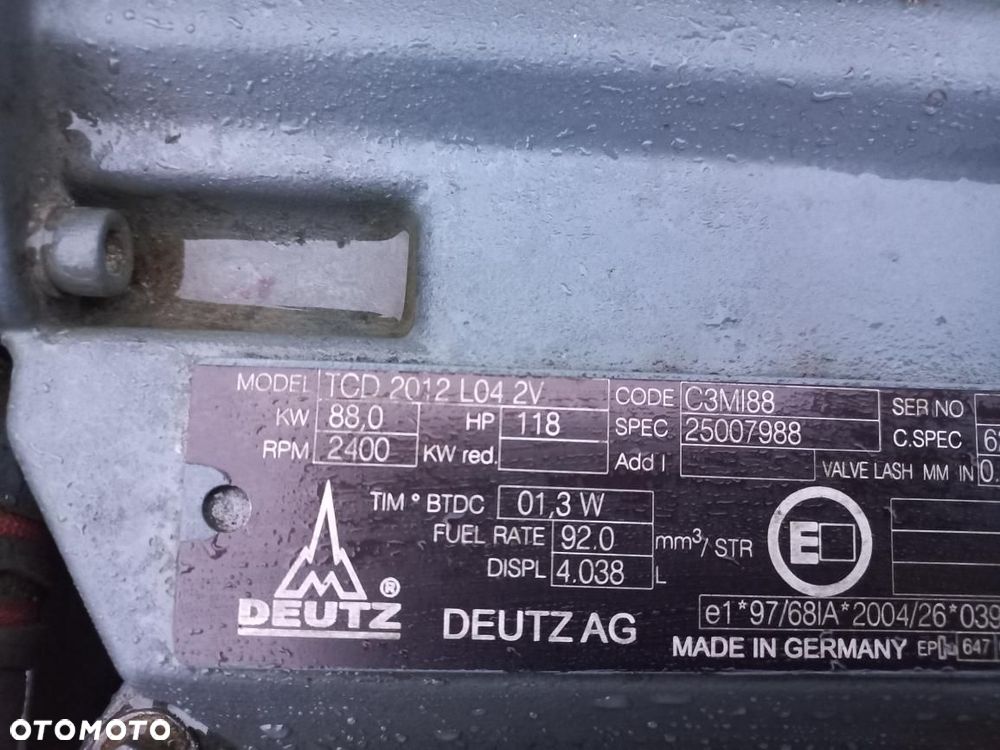 Silnik DEUTZ AG TCD 2012 L04 2V,88KW ,WAŁ,BLOK,GŁOWICA,pompowtryski,04204326,turbina, BF 4M 2012, 74,9KW.MISKA,kolektor,regulator obrotów,merlo,koło zamachowe,7273490 ,1162101,03580301 ,057365, 04288542, 04206972, 6927,04299327RY, 7273490XB. - 5