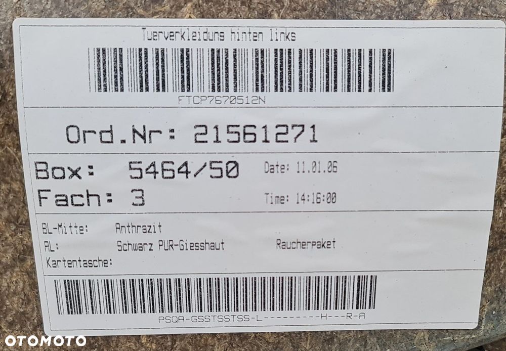 TAPICERKA BOCZEK DRZWI LEWY TYŁ BMW 5 E61 - 7