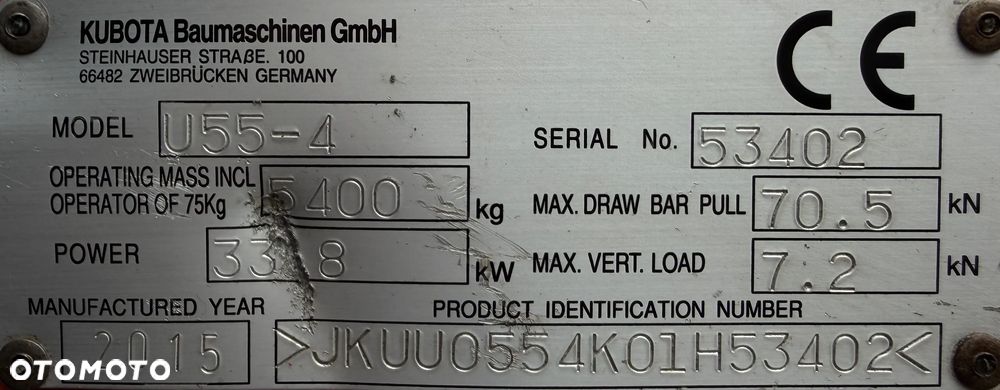 Kubota U55-4. koparka 5,5 tony. 2016 rok. 2300 mtg! KLIMATYZACJA. Długie ramie plus! 3sekcje Hydrauliczne. zamki na tłokach. Koparka Jak nówka sztuka. Zadbana zero zużycia. Z gospodarstwa Norweskiego. Zmiana łyżek Hydrauliczna. LENHOFF. Ani deka luzów wycieków. Szybka wolna jazda. Gąski perfekt stan. OKAZJA TANIO. Aktualna Dekra. Po serwisach eksploatacyjnych. Mocny silnik Kubota 4 cylindry! Zamki na tłokach. Wielka Okazja - 16