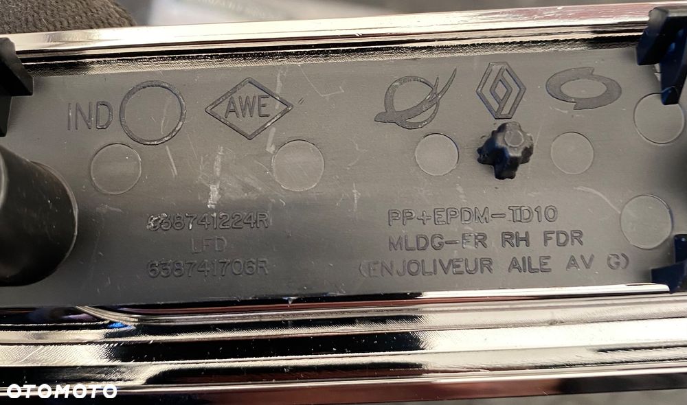 RENAULT TALISMAN NOWA ! ORYGINALNA ! LISTWA DEKOR EMBLEMAT OSŁONA NAKŁADKA ZAŚLEPKA MASKOWNICA BŁOTNIKA PRZEDNIEGO PRAWEGO PRAWA NA BŁOTNIK PRZEDNI PRAWY listewka  prawa w błotnik prawy przód - 4