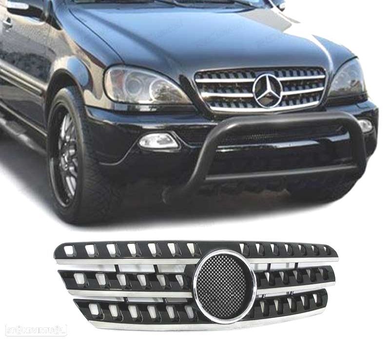 GRELHA FRONTAL MERCEDES ML W163 98-05 PRETA CROMADA - 1