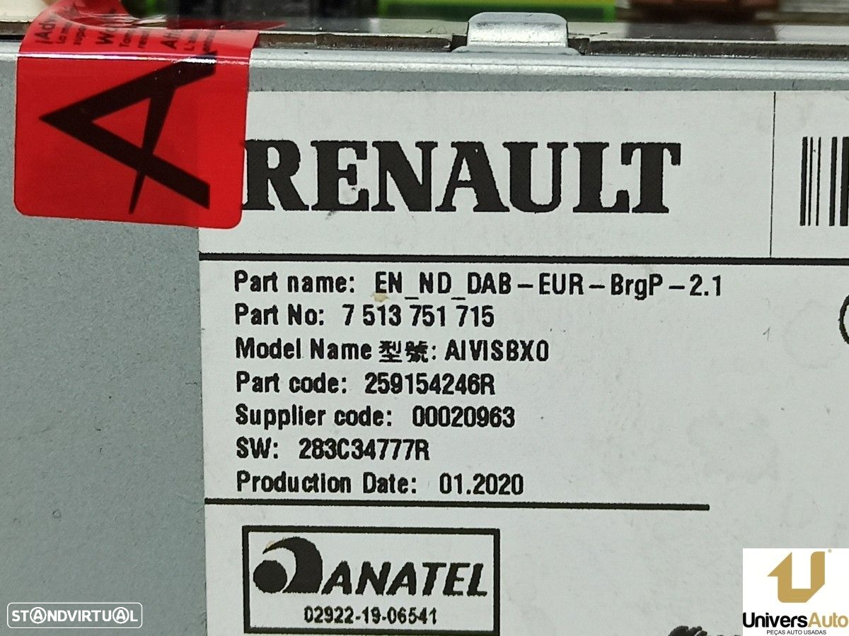 SISTEMA AUDIO / RADIO CD RENAULT CLIO V EXPERIENCE - 5