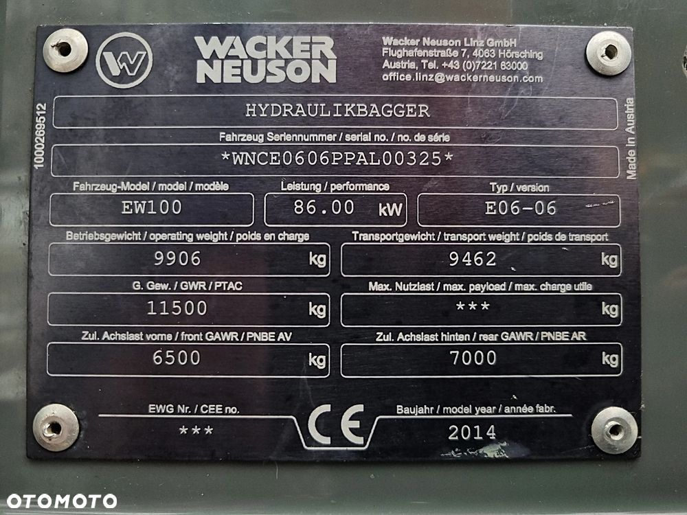 Wacker Neuson EW100 Koparka Kołowa 11 ton. 3x Ramię +ROTOTIL z regulacją szybkości+ Skosowanie Hydr+Pompa ON Łyżki. z Norwegii Jak Nowa z salonu! 2086mtg PERKINS silnik. STABILIZATORY Klima. DEKRA 2026r. Książka serwisowa. Szybkozłącze Hydr. Opcja podpięcia samego wiertła do gleby. - 13