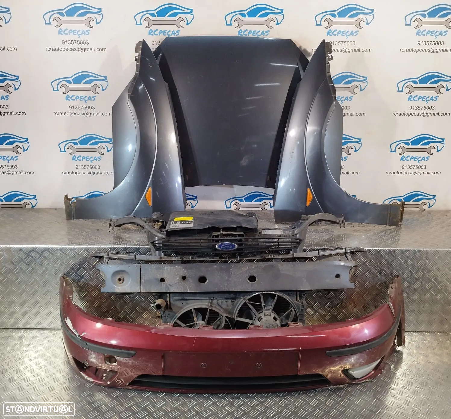 FRENTE COMPLETA FORD FOCUS I 1 MK1 FASE II 2 CAPOT PARACHOQUES GUARDA-LAMAS OTICAS RADIADOR VENTILADOR FRENTE FIBRA REFORÇO - 8