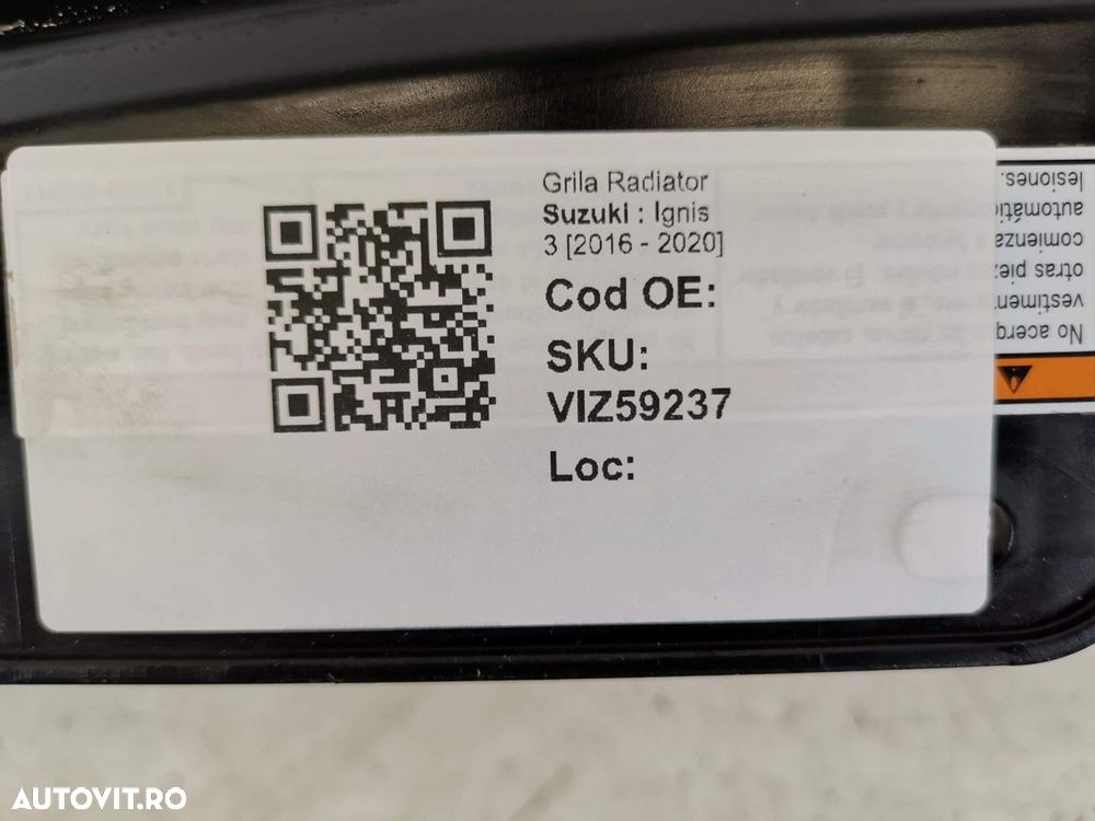 Grila Radiator Suzuki  Ignis 3 2016 2017 2018 2019 2020 Originala - 8