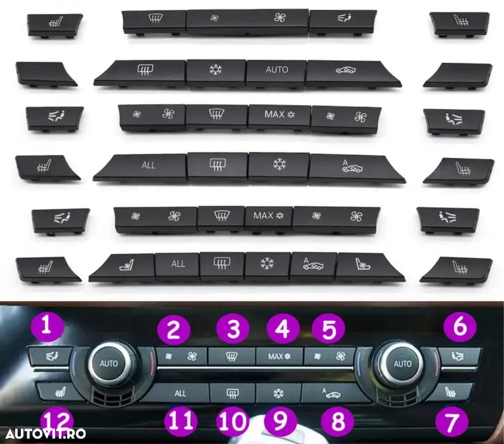 Butoane Buton Clima Climatronic Panou Bmw Seria 5 6 7 F01 F02 F10 F11 - 1