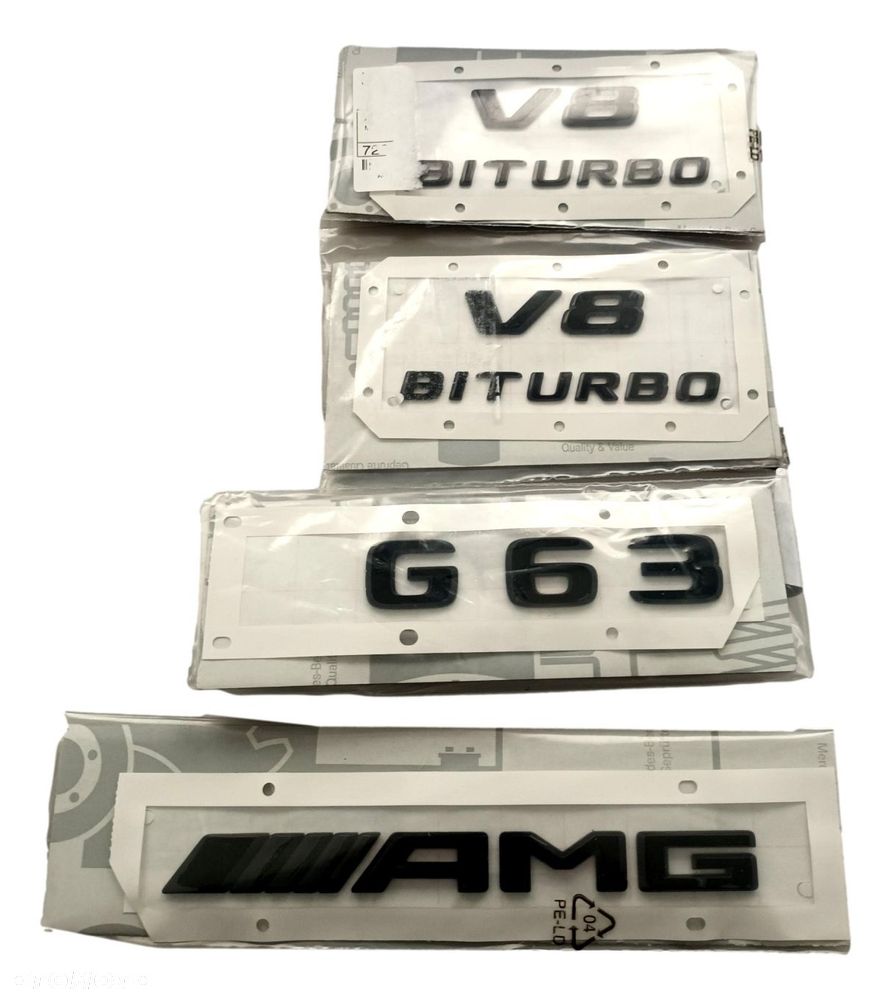 MERCEDES G-KLASA W463 Emblemat CZARNY zestaw V8 biturbo AMG G63 ORYGINAL - 1
