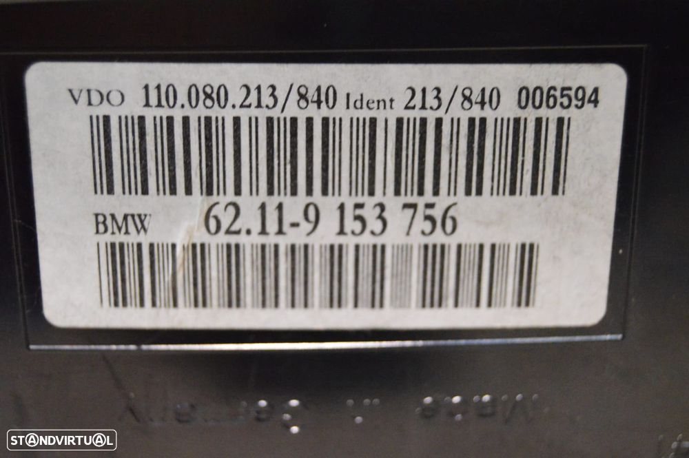 QUADRANTE MOSTRADORES PAINEL INSTRUMENTOS BMW MILHAS INGLES 62119153756 9153756 110080213 110080840 6965359 A2C53103634 BMW SERIE 5 E60 530D 24V 231CV M57D30 306D3 E61 - 7
