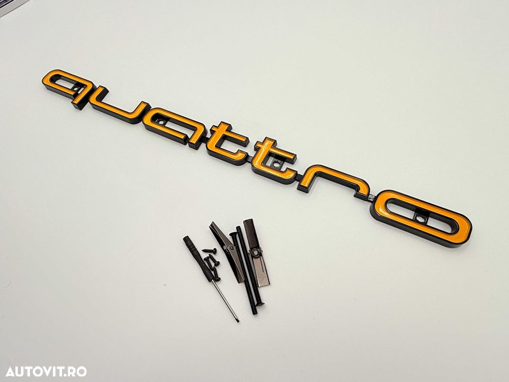 Emblema Compatibila Audi QUATTRO grila negru/galben - 3
