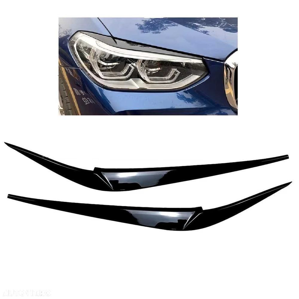 Set 2 Pleoape Faruri Far BMW X3 X4 G01 G02 2018-2023, Negru Lucios,ABS - 1