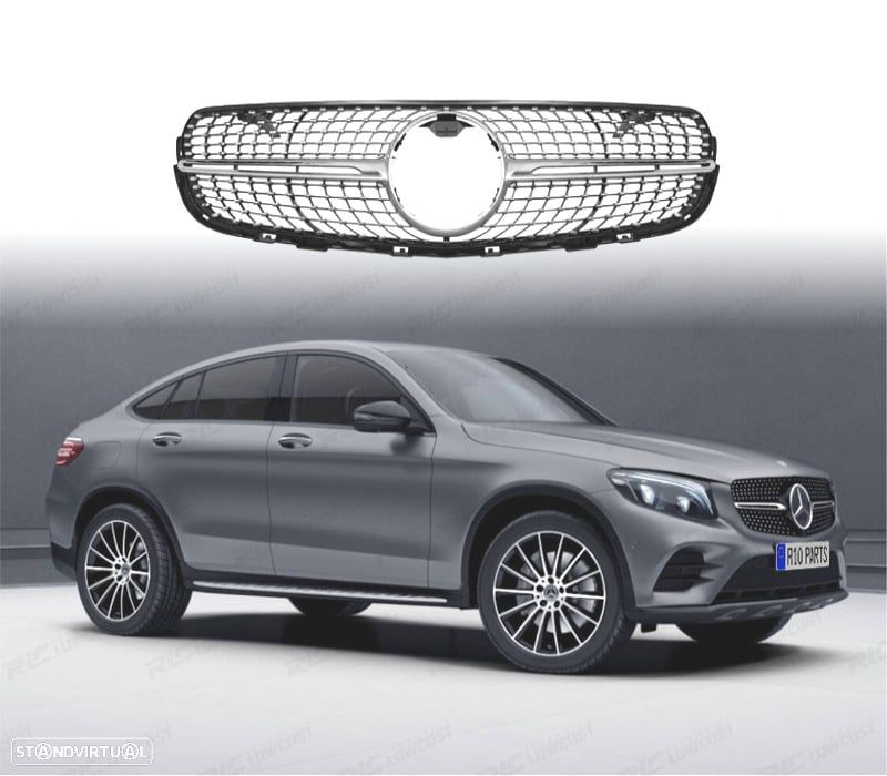 GRELHA DIANTEIRA MERCEDES CLASE GLC X253 C253 AMG 16-18 LOOK DIAMOND SILVER - 1