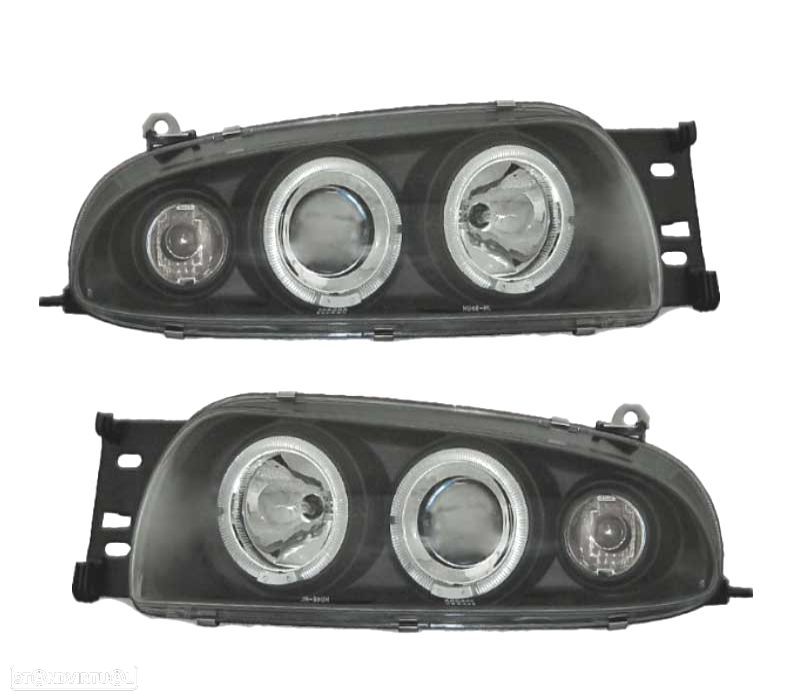 FARÓIS FORD FIESTA 95-99 ANGEL EYES FUNDO PRETO - 1