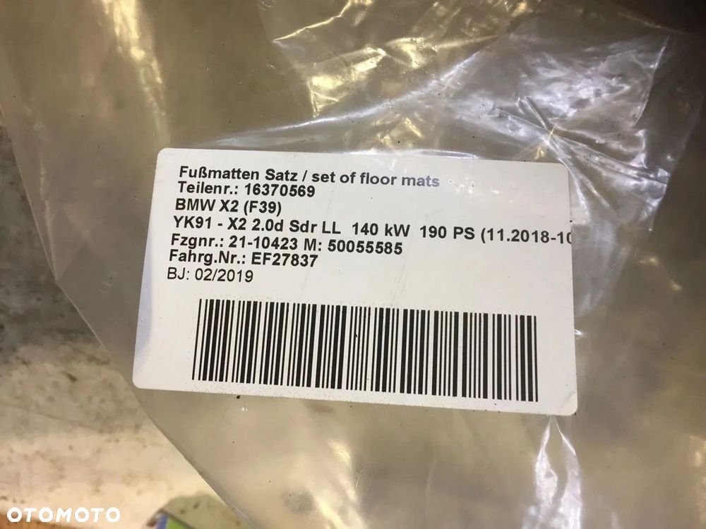DYWANIKI WELUROWE BMW X2 F39 KOMPLET ORYGINAŁ 8072566 - 8