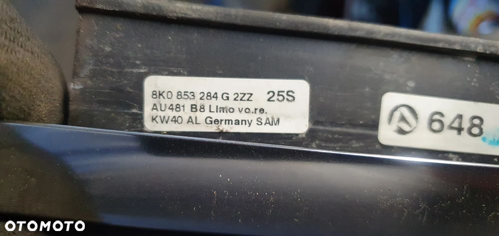 Listwa zgarniająca drzwi chrom prawy przód przednia prawa Audi A4 B8 8K0853284G - 6