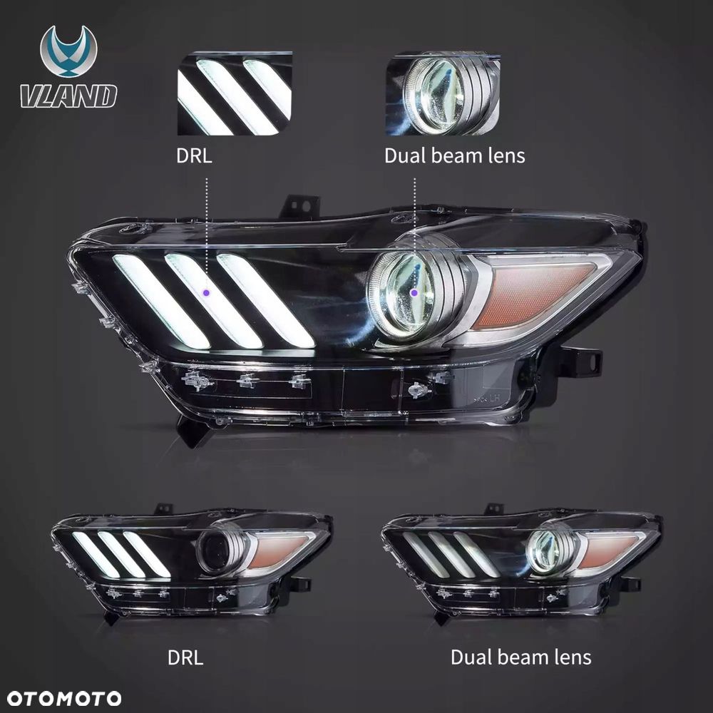 reflektor lampa kpl vland drl led neon tuning ford mustang vi 6 2015-2018 - 5