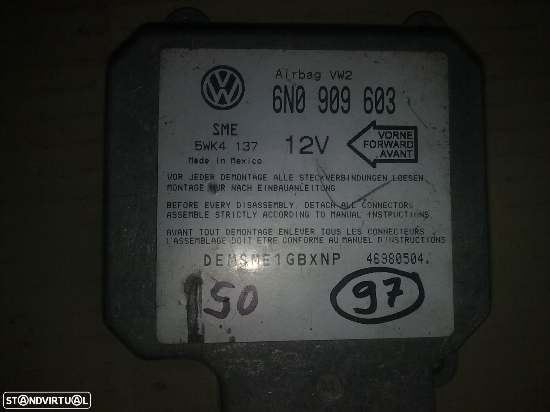 Modulo Airbag 6N0909603 VW GOLF 3 - 1