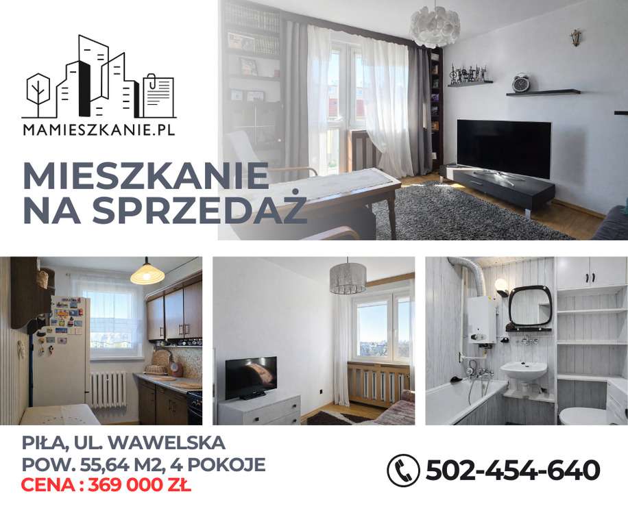 4 pokoje | 55,64 m² | balkon | Piła ul. Wawelska