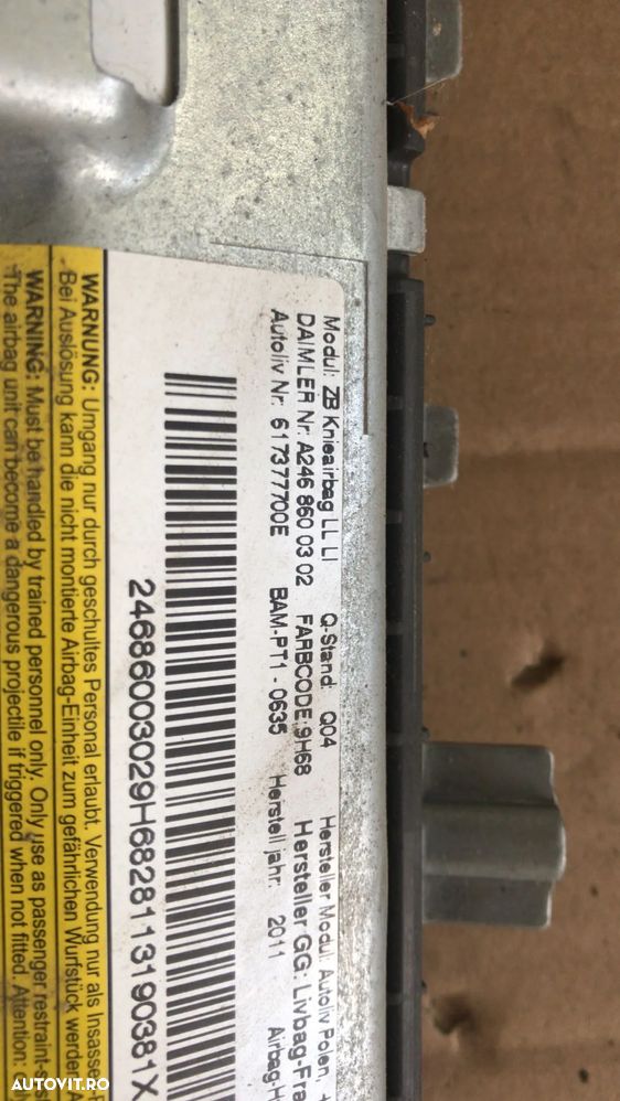 Airbag pasager Mercedes B class w246 A2468600302 617377700E 2468600302 - 2