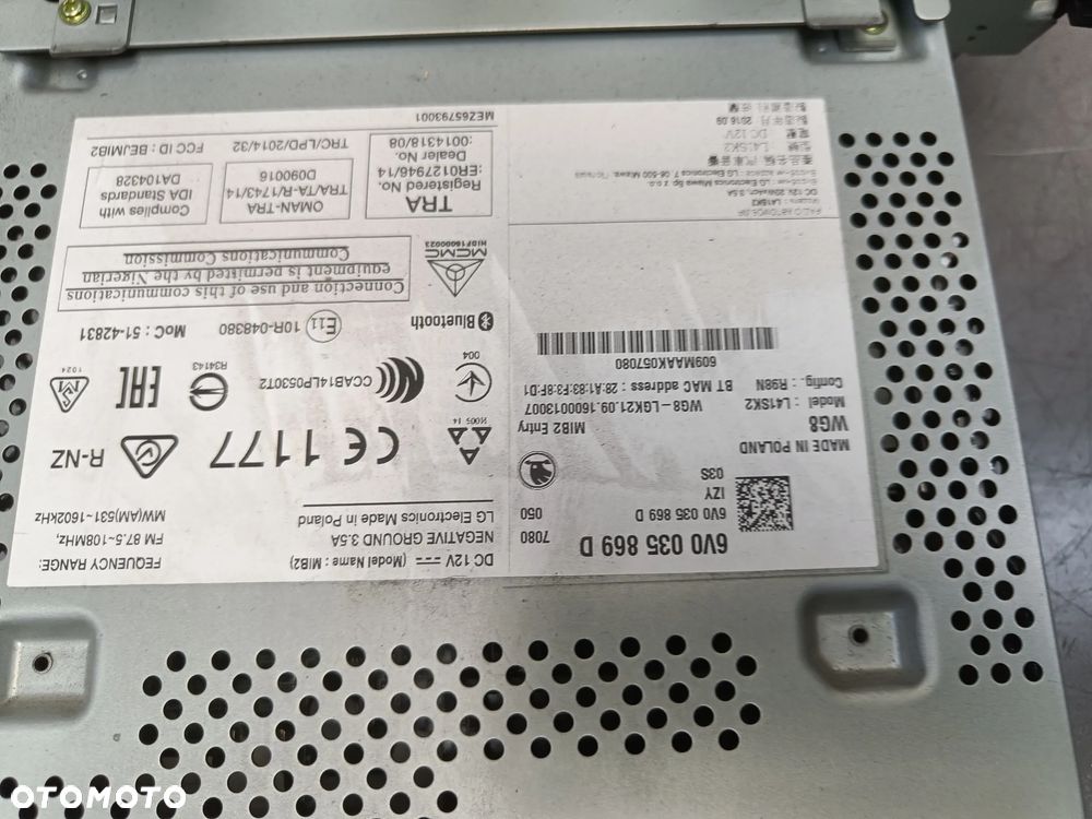 Radio Skoda Fabia 3 III Wyświetlacz Jednostka Czytnik 6V0035869D - 13
