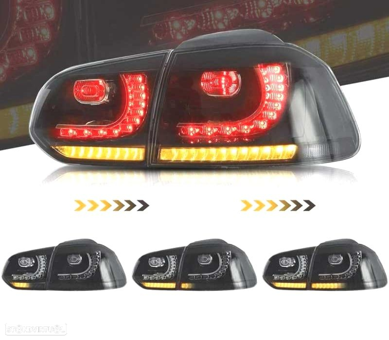 FAROLINS FULL LED VOLKSWAGEN VW GOLF 6 08-12 DINÂMICOS FUMADOS LOOK R20 - 2