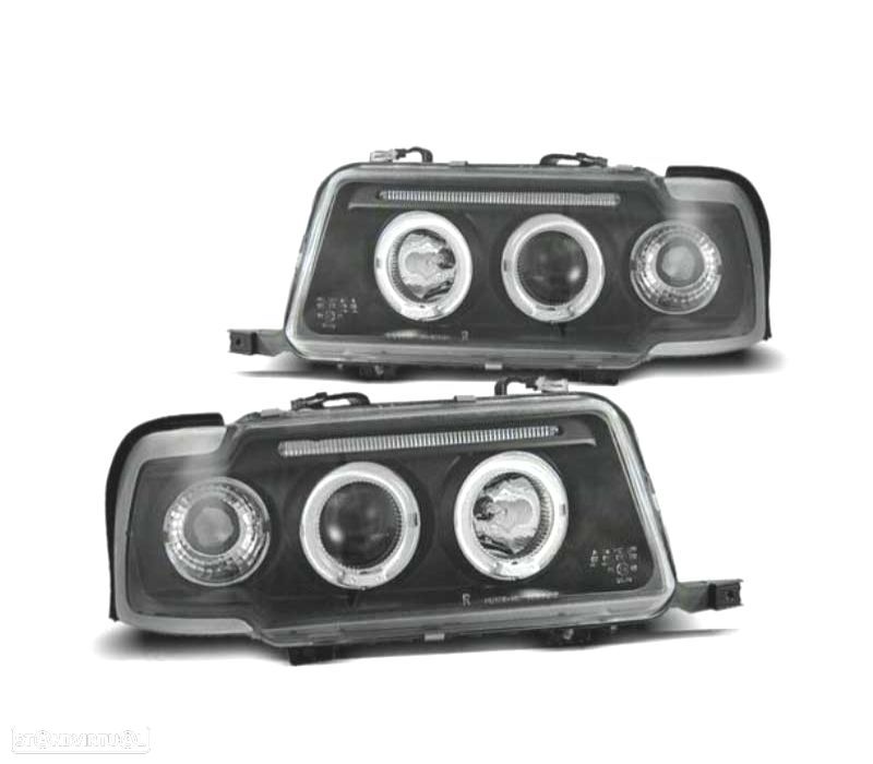FARÓIS ANGEL EYES AUDI 80 91-94 FUNDO PRETO - 1