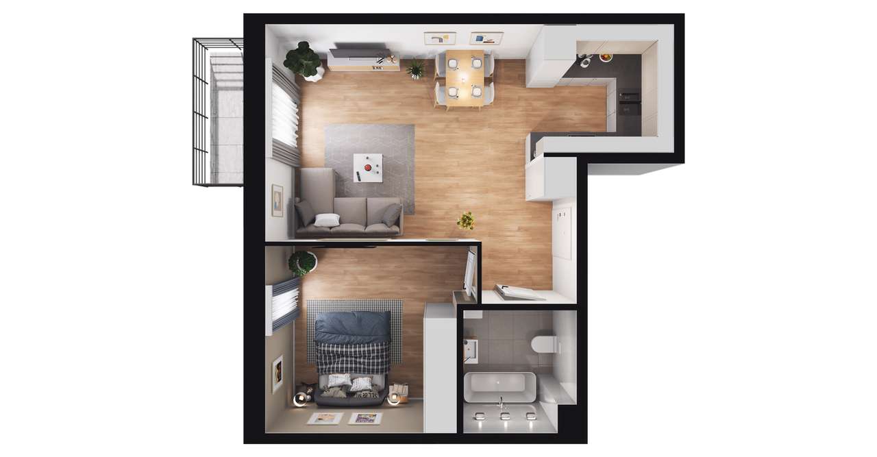 2-pokojowe mieszkanie 47m2 + balkon Bez Prowizji - Pełny obrazek: 3/11