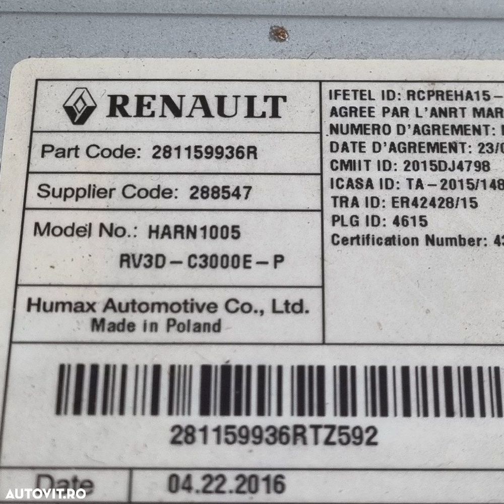 Cd player Dacia Dacia Logan II MCV 2013 - 2016 (1422) 281159936R - 3