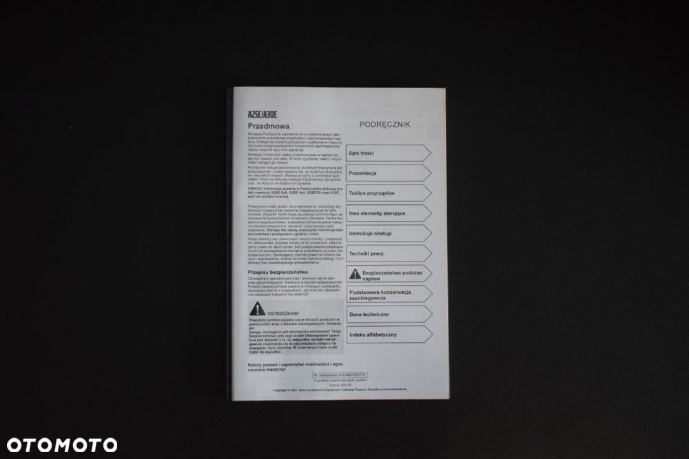 DTR, Instrukcja obsługi wozidła Volvo * A25E * A30E *