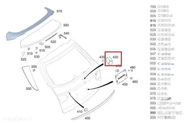MERCEDES C-KLASA W205 KOMBI WAGOON Emblemat gwiazda tył ORYGINAL - 3