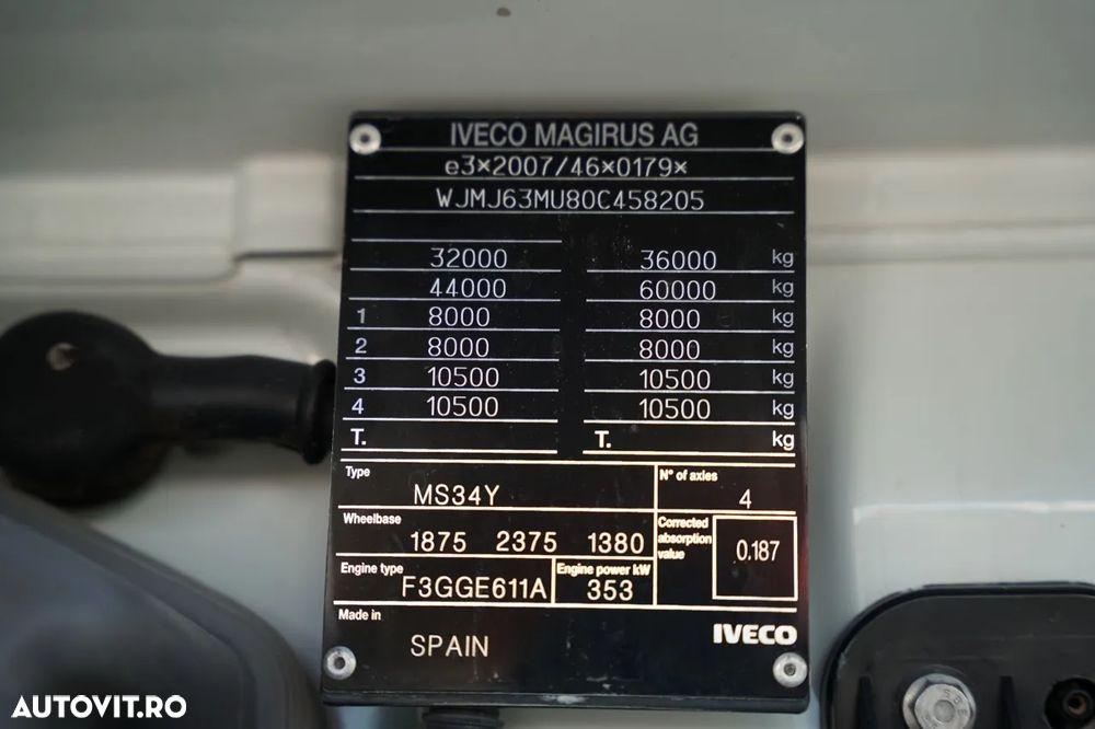 Iveco X-WAY 480 / 8X4 / BASCULATOR DUBLU / BANCĂ LATERALĂ HIDRODOXICĂ / PERDĂ ELECTRICĂ / ANVELOPE 100% / - 39