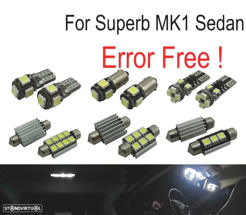 KIT COMPLETO 15 LAMPADAS LED INTERIOR PARA SKODA SUPERB MK 1 SALOON MKI SEDAN 3U4 02-08 - 1