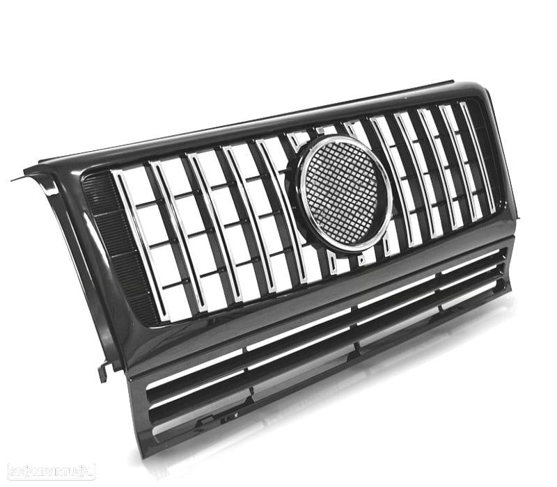 GRELHA FRONTAL MERCEDES CLASSE G W463 90-12 W464 AMG C63 LOOK CROMADO PRETO - 3