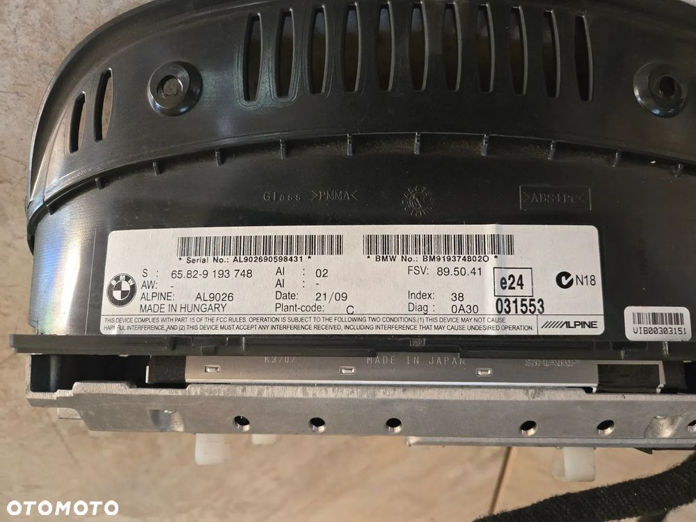 BMW MONITOR WYŚWIETLACZ EKRAN 65.82-9 193 748 - 2