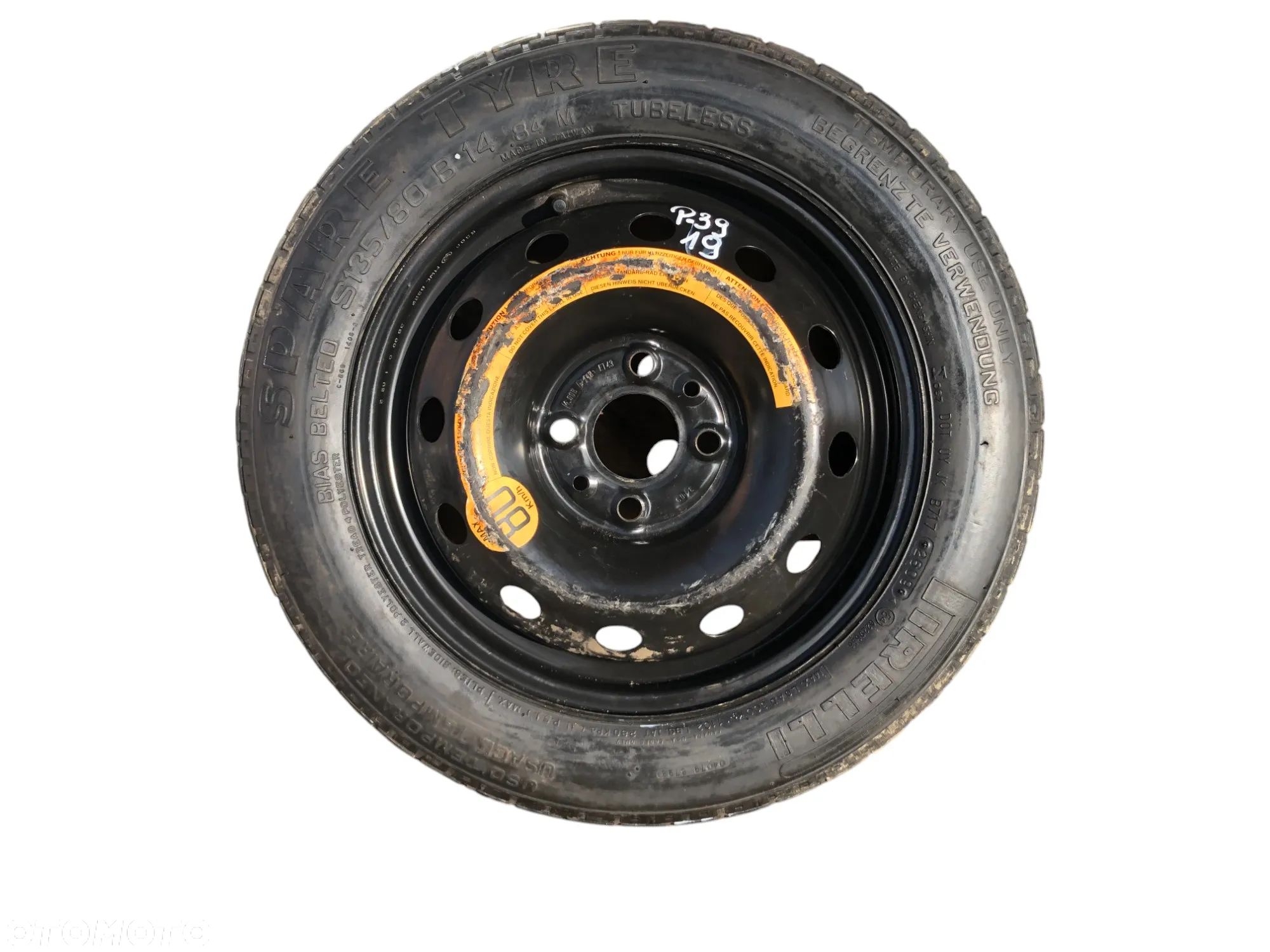 Koło Zapasowe Dojazdowe 135/80 R14 4x98 58.1MM Fiat 500 Punto - Gwarancja Wysyłka - 1