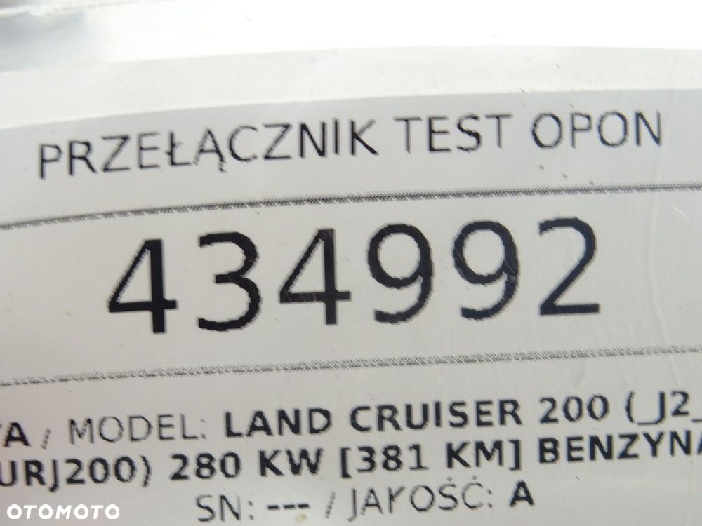 PRZEŁĄCZNIK TEST OPON - 45.00 PLN - TOYOTA LAND CRUISER 200 (_J2_) 2007 - 2022 5.7 V8 (URJ200) 280 - 5