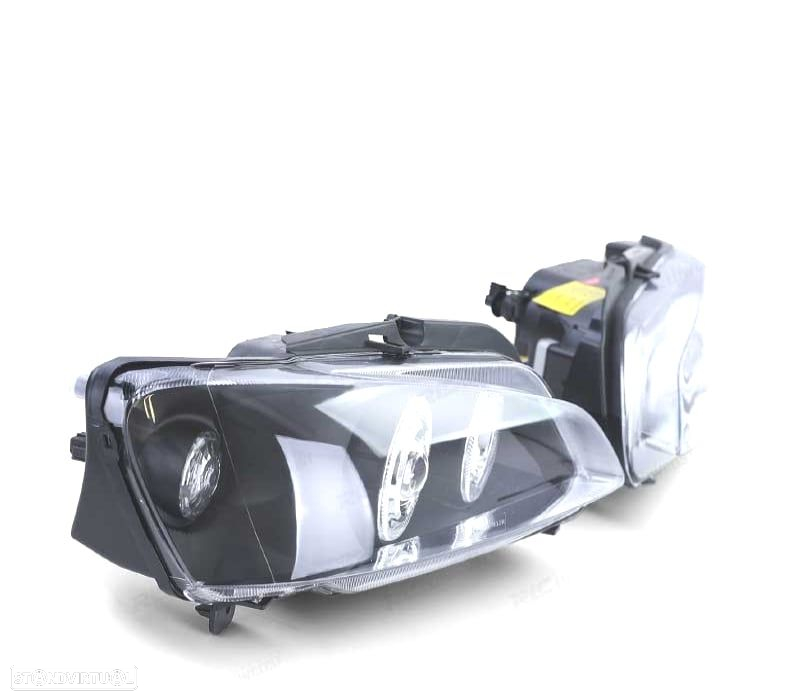 FARÓIS FRONTAIS ANGEL EYES PARA PEUGEOT 106 96-05 FUNDO PRETO H7 - 4