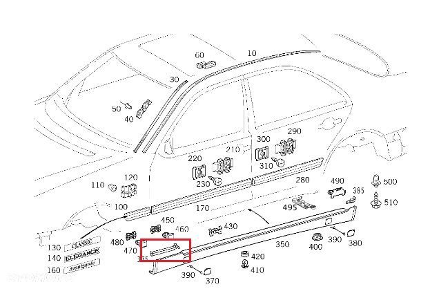 MERCEDES E-KLASA W210 Uszczelka progu lewa OE - 2