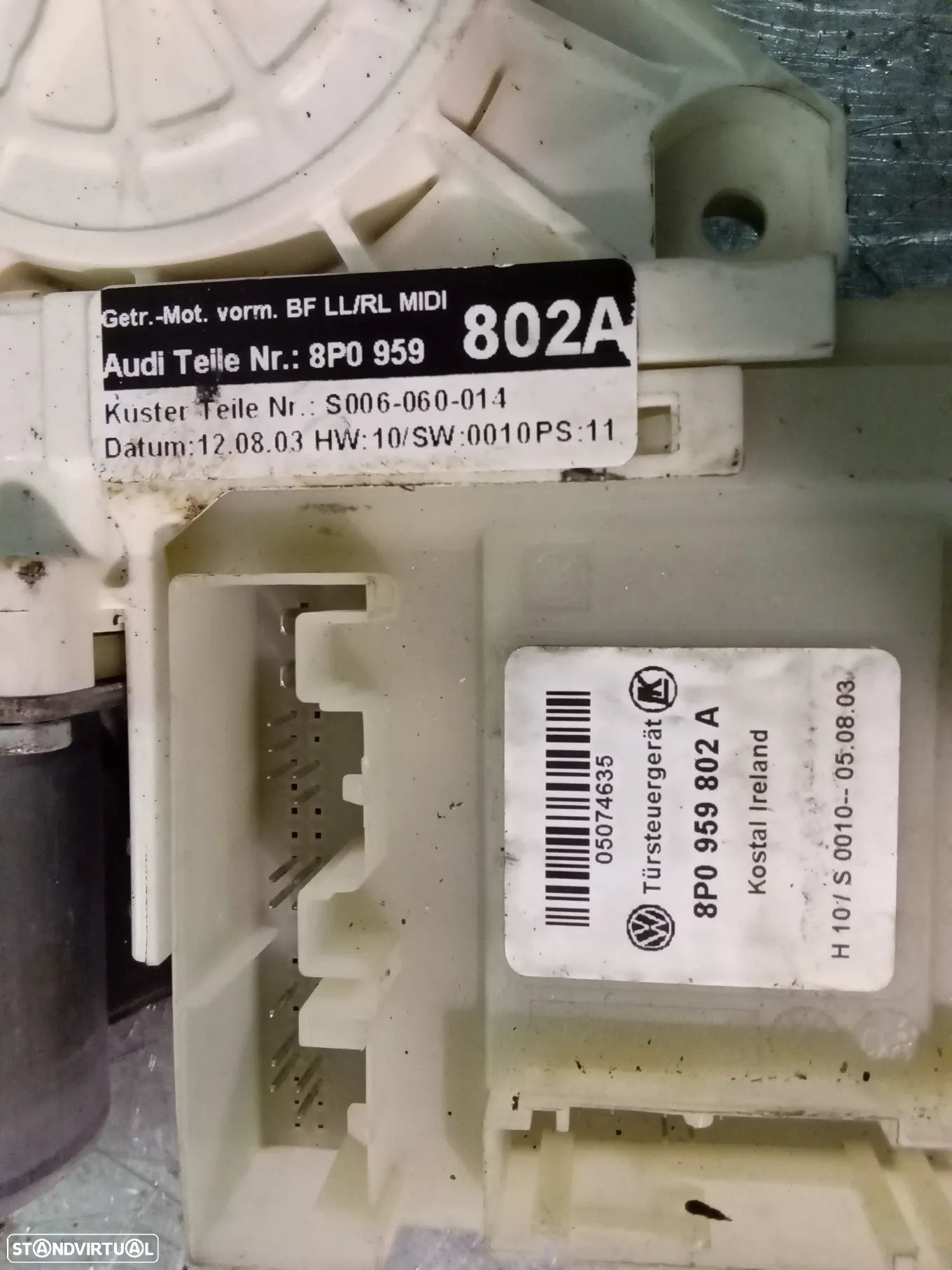 MOTOR DO ELEVADOR DE VIDRO AUDI A3 8P - FRENTE DIREITO 8P0959802H 8P0959802A - 5
