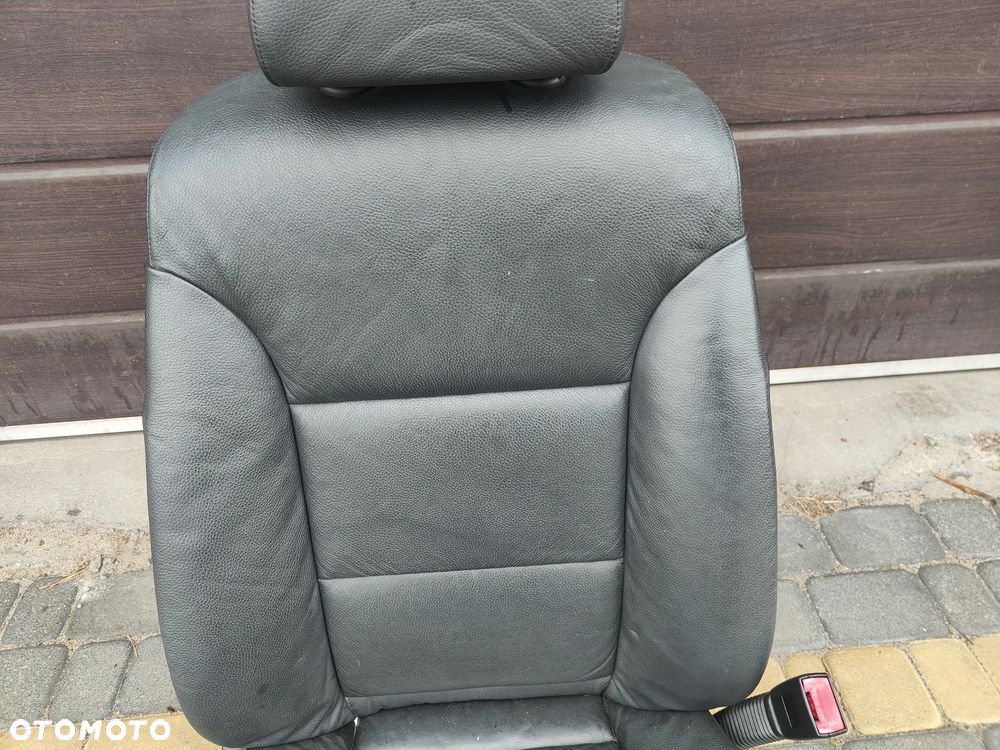 BMW E60 E61 Fotel prawy pasażera Skórzany Grzany Czarny - 5
