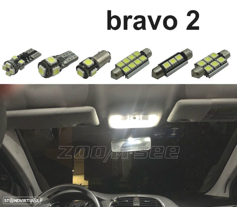 KIT COMPLETO 10 LAMPADAS LED INTERIOR PARA FIAT BRAVO 2 MK2 07-16 - 1