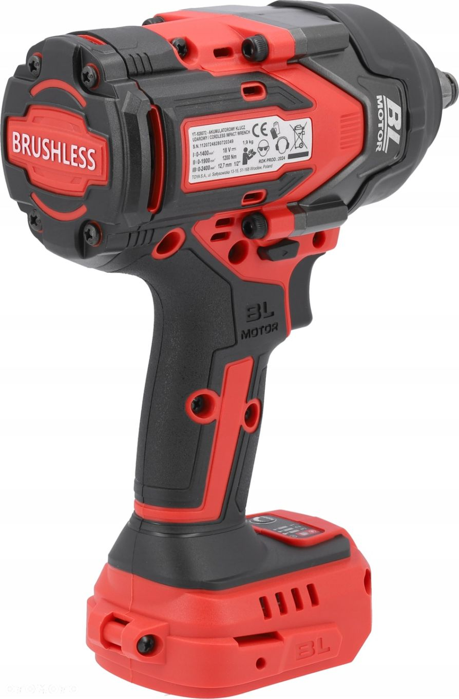 YATO KLUCZ UDAROWY AKUMULATOROWY BEZSZCZOTKOWY 18V 1200NM 1/2 ZAKRĘTARKA - 8
