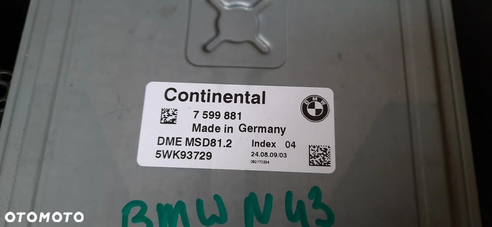 Bmw e90 e91 e92 e93 e87 e81 e82 e83 n43b18 143km 318i zestaw startowy 7599881 5WK93729 DME MSD.81.2 9217853-01 - 4