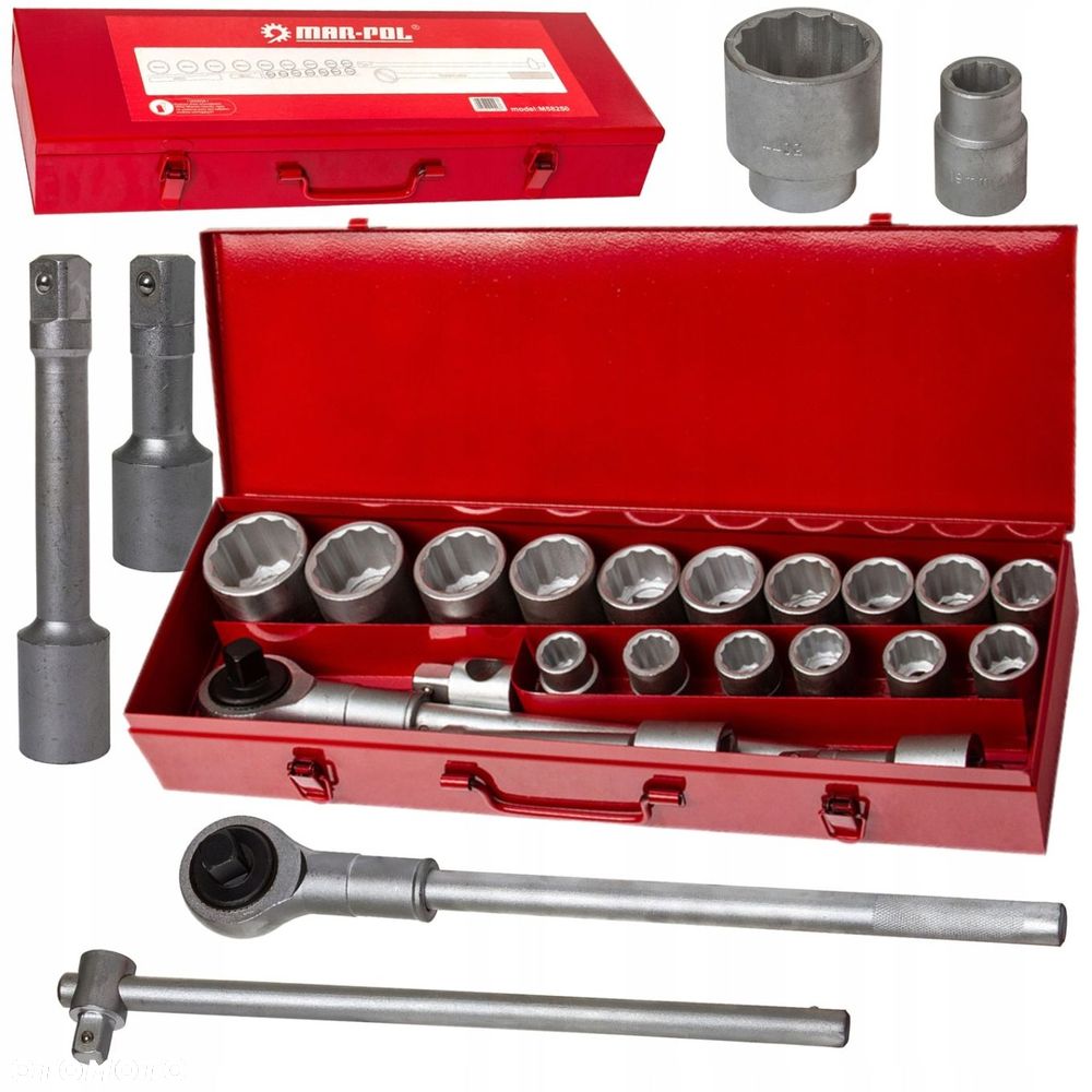 ZESTAW KLUCZY NASADOWYCH Z GRZECHOTKĄ 19-50mm 3/4" 21 ELEMENTÓW Z WALIZKĄ - 13