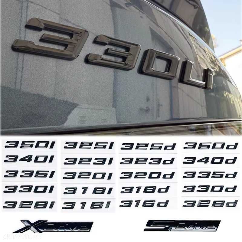 Emblema Sigla LOGO Cifre BMW Portbagaj 320 330 335 340 420 430, Negru - 2