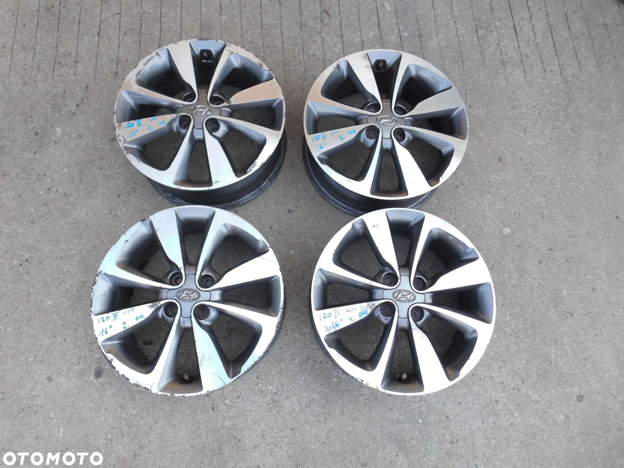 FELGI ALUMINIOWE Z CZUJNIKIAMI CIŚNIENIA 52910-C8100 HYUNDAI I20 II 16 CALI ORYGINAŁ - 1