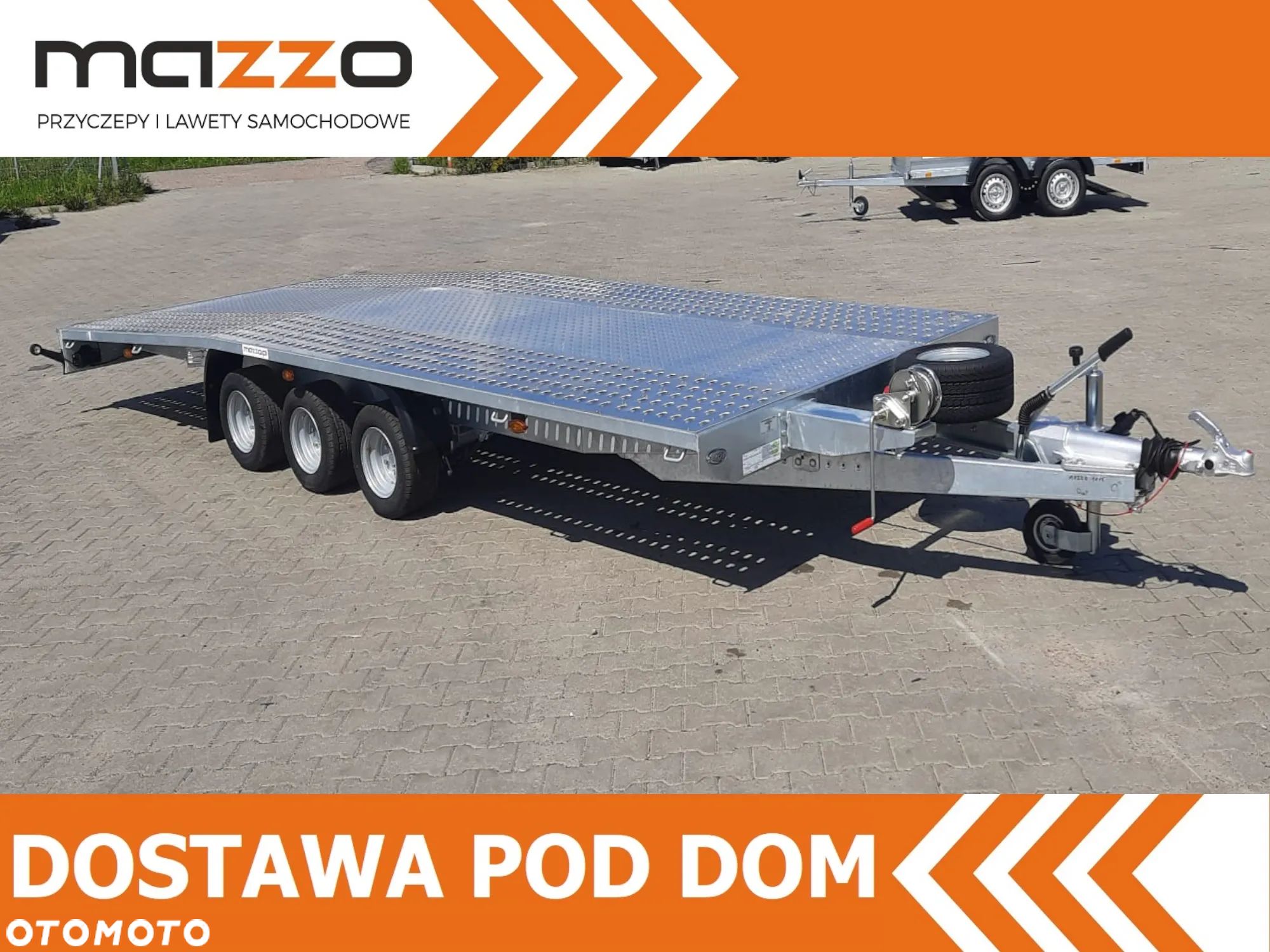 Niewiadów DOSTAWA! Laweta Jupiter wym. 500x210cm Przyczepa do przewozu aut, 3 OSIE, AMORTYZATORY, NAJAZDY, koło zapasowe, podłoga aluminiowa DMC 3500 kg - 1